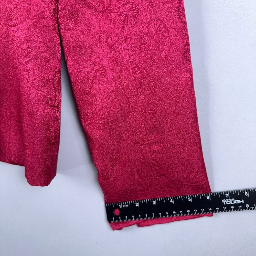 Le Suit Satin Blazer Jacket Womens Size 16 Paisley Cocktail Church Pink - Picture 7 of 11
